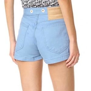 Rag & Bone Hi Rise Powder Blue Grommet Fur Shorts